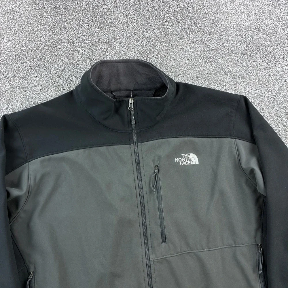 The North Face Apex Bionic Jacket Mens 2XL Gray Black Soft Shell Full Zip